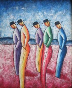 Five-Men-with-Cap-Oil-Painting
