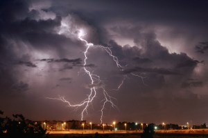 HOD HASHARON, ISRAEL - OCTOBER 31:  A flash of lightning lights up the sky before dawn on October 31, 2009 over Hod Hasharon in central Israel. The storm brought much needed rain to the Holy Land which has been suffering from years of below normal precipitation leaving the Sea of Galilee and underground aquifers at dangerously low levels.  (Photo by David Silverman/Getty Images)