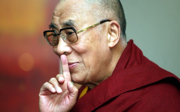 File photo dated 18/04/13 of the Dalai Lama, as Glastonbury has announced he is going to make a guest appearance at the famous festival. PRESS ASSOCIATION Photo. Issue date: Thursday June 25, 2015. The exiled Tibetan spiritual leader will visit the event on Sunday as part of a UK visit which will also take in Aldershot. See PA story SHOWBIZ Glastonbury. Photo credit should read: Paul Faith/PA Wire