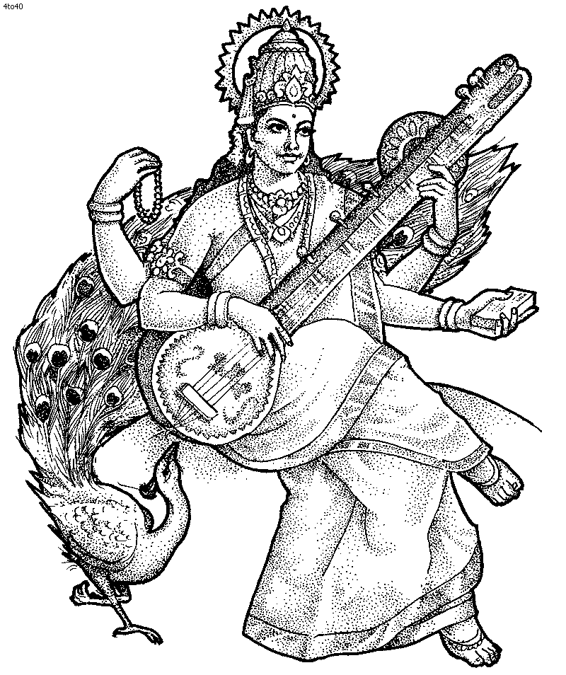drawing-of-goddess-saraswati