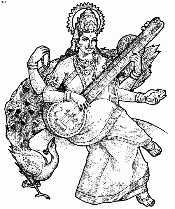 drawing-of-goddess-saraswati